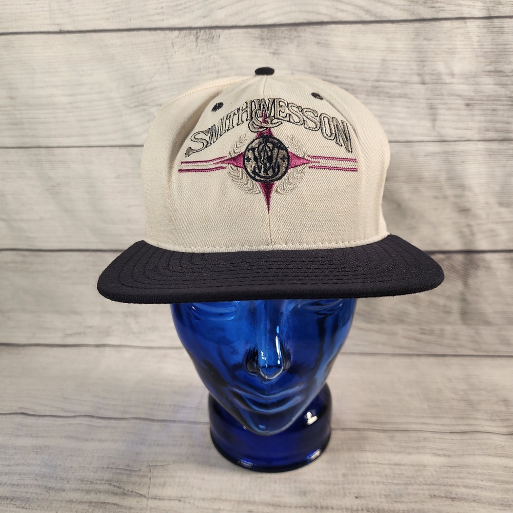 Smith & Wesson Vintage Snapback Hat Wool Blend USA Med-LG Blue/Pink